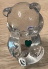 Vintage Fenton Art Glass MAY Bear Birthstone Emerald Green Heart Figurine