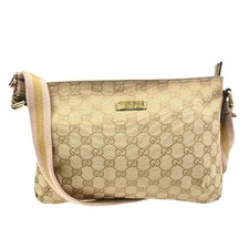 GUCCI Logo GG Pattern Crossbody Shoulder Bag Canvas Leather Beige GHW 04ZA149