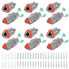 GKG DTK3 3 Pin Deutsch Connector Kit,6 Sets DT Deutsch Connector 3 Pin,Gray W...