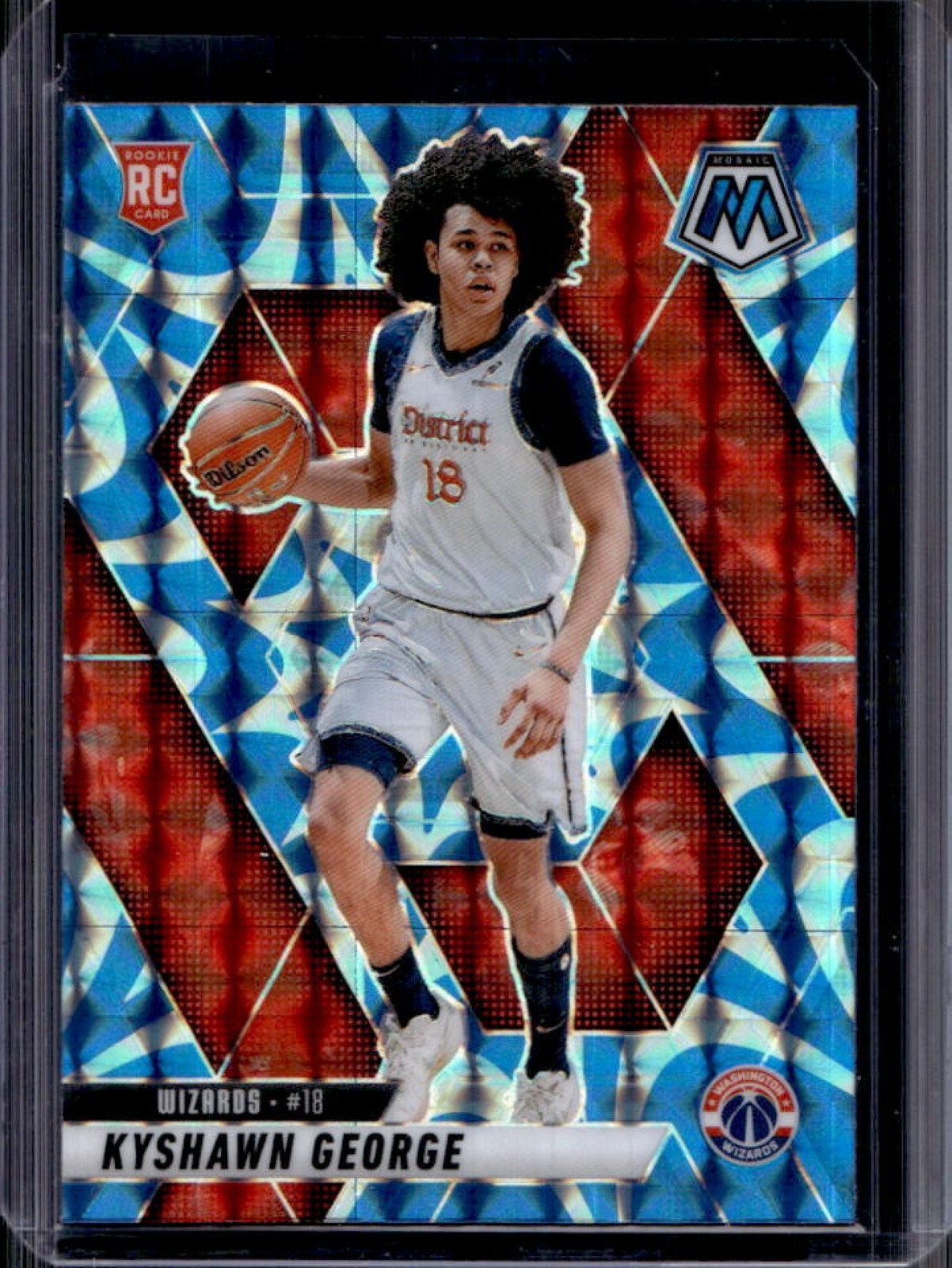 2024-25 Panini Mosaic Kyshawn George RC Reactive Blue Mosaic Rookie #247 Wizards