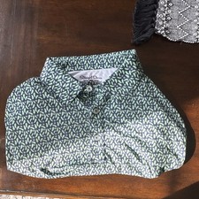 Straight Down Performance Men's Golf Polo Shirt M Green Navy Geometric Polyamide