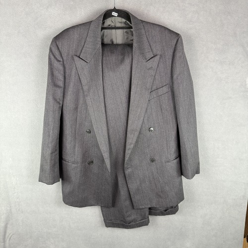Giorgio Armani Suit Set Mens 40R Black Wool Pants 32x28.5 Italy Classic VTG