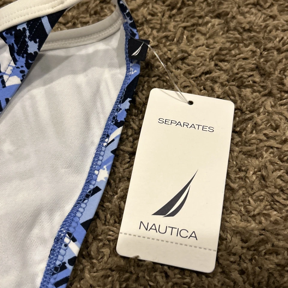 Parte inferior de bikini Nautica azul blanco mezcla de nailon talla 16 B15 nueva con etiquetas Foto 2 de 4