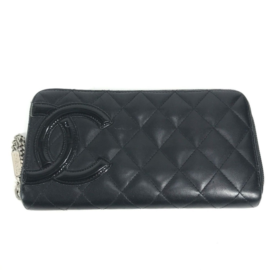 Chanel Black Cambon Leather Long Wallet with Round Zipper A50078