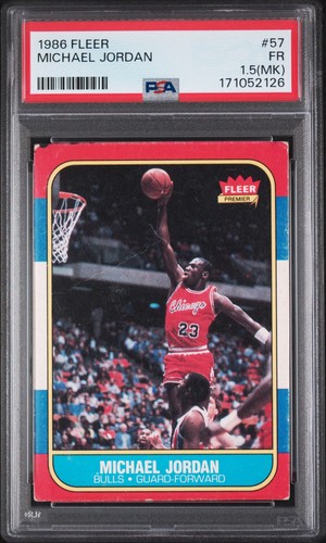 1986-87 FLEER MICHAEL JORDAN RC ROOKIE CARD #57 PSA 1.5 MK FRESH SLAB!!!