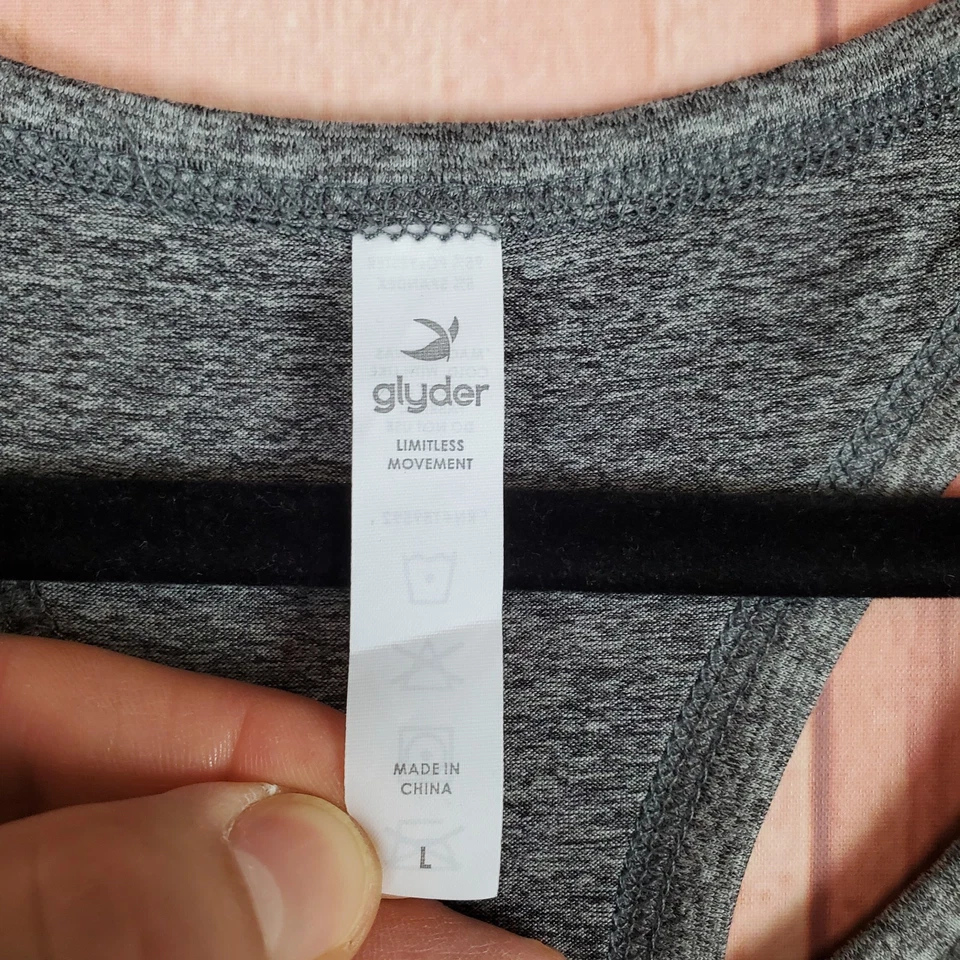 Camiseta sin mangas Glyder Simplicity para mujer grande gris jaspeado negra espalda deportiva entrenamiento Foto 3 de 4