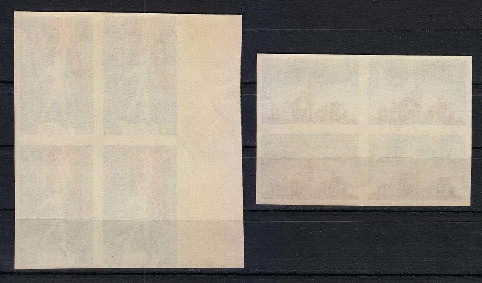 Russia 1940 MNH Mi 693B-694B Sc 714-715 Blocks of 4. Imperf. NY World’s Fair ** - Image 2 of 2