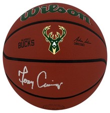 Terry Cummings Signed Bucks Logo Wilson Alliance NBA Basketball - (SCHWARTZ COA)