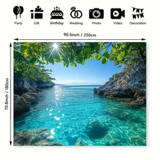 Serene Elegant 1pc Tapestry - Rocky Shore Clear Water Tree Printed  Perfect for