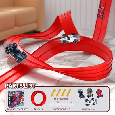 Indoor Racing Track for Tired Dads Playing with Sons Before Bedtime - Red 15-Foo