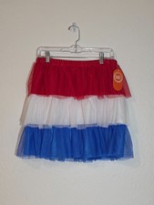 Wonder Nation Girls XXL 18 Tulle Skirt Red White Blue Patriotic Tiered Tutu NWT