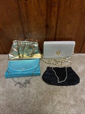 4 Vintage Ladies Clutch Purses Shoulder Straps Snap Closure   Bijoux Bueno