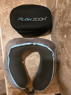 Flow Zoom  Comfy Memory Foam Travel Neck Pillow  Adjustable Airplane Pillow Grey