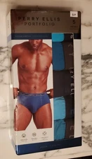 New Small Perry Ellis Portfolio Mens 5-Pack Cotton Stretch Briefs Assorted Color