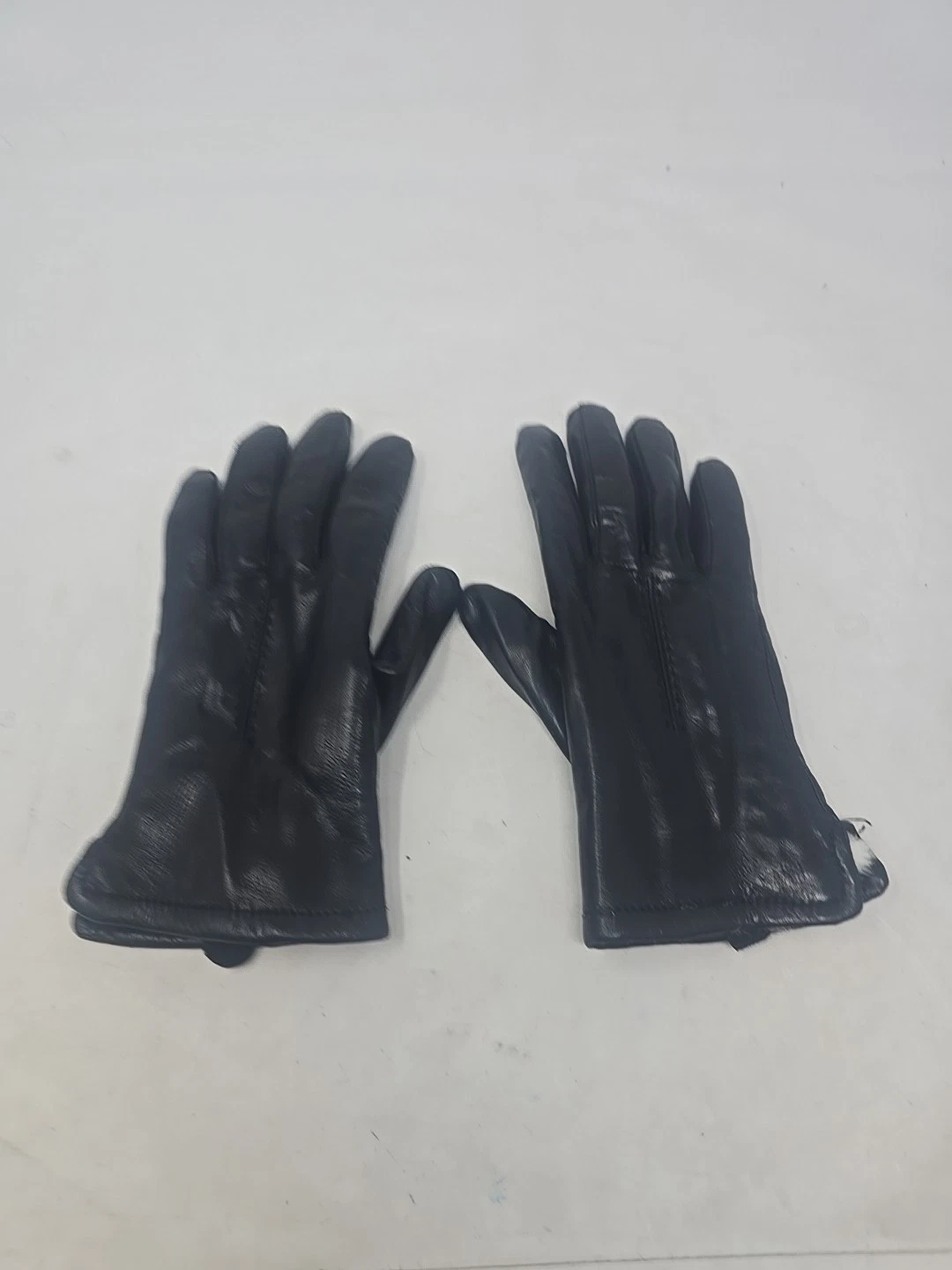 Women's Cire Rabbit Fur Lined Leather Gloves,Black Size 7
