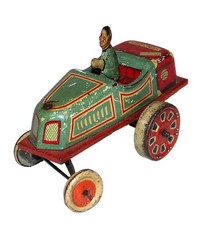 Neat, Working 1930s Little German Tin Windup Crazy Car