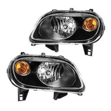 Headlamp Assembly Pair for HHR 2006-2011, Amber Reflector, Clear Lens Black
