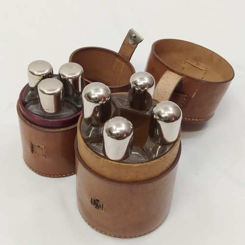 Lotto di 2 porta bottigliette in cuoio Louis Vuitton con bottigliette in vetro - Foto 3 di 7