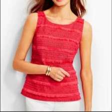 NWT TALBOTS Calypso Pink Eyelash Fringe & Lace Shell Top 22W Plus (MSRP $129)
