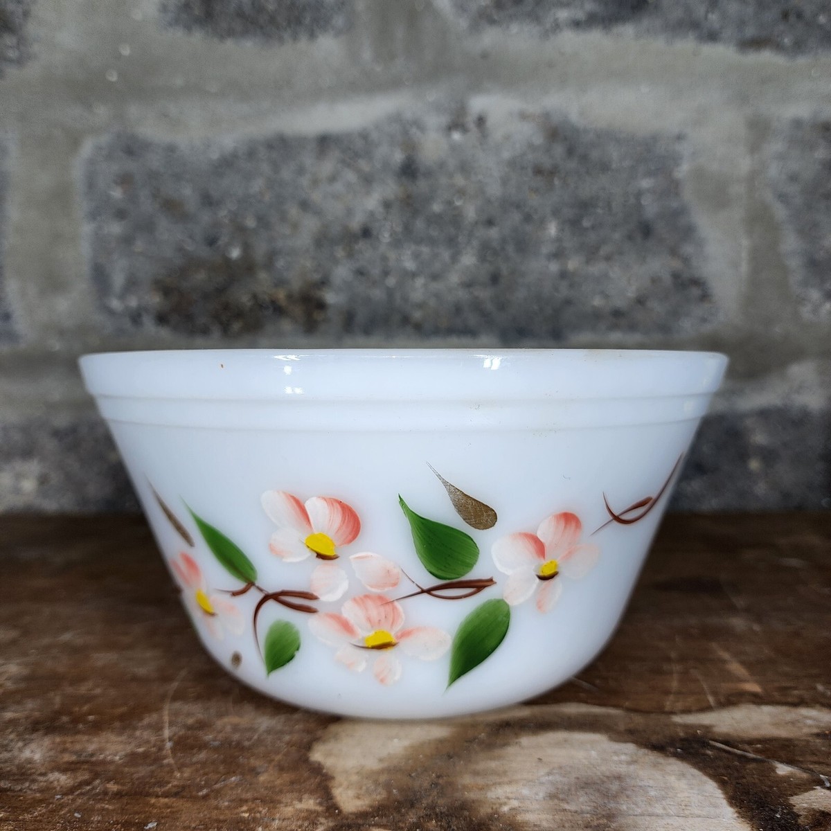 Vintage 1950s Federal Glass Gay Fad Studios HP Peach Blossom large