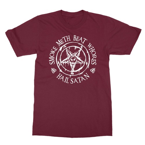 Smoke Meth Beat Whores Hail Satan Religious Spoof Gifts Unisex Tee Tshirt - Picture 3 of 16