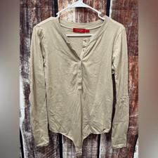 n:PHILANTHROPY Tan Long Sleeve Button Down Bodysuit