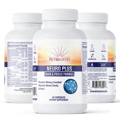 Neuro Brain & Focus Pills, Memory & Energy Support, Vitamins for Cognition 60ct