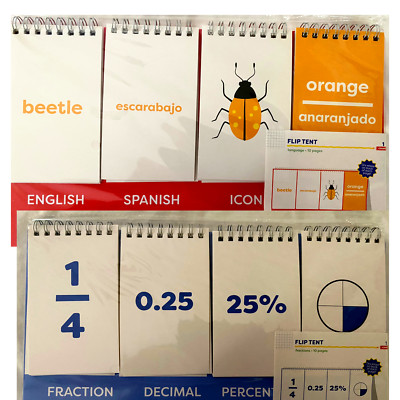 Math or English Flip Tent Learning Cards w/ Dry Erase on Back YOUR CHOICE 2 NEW!