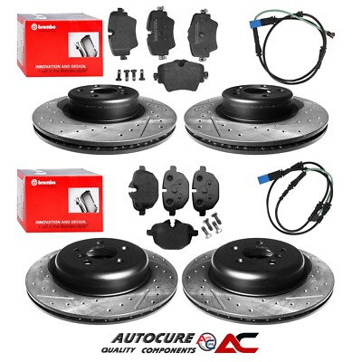 FOR BMW 5 SERIES 520D G30/G31 DRILLED & GROOVED FRONT & REAR DISC & BREMBO PADS