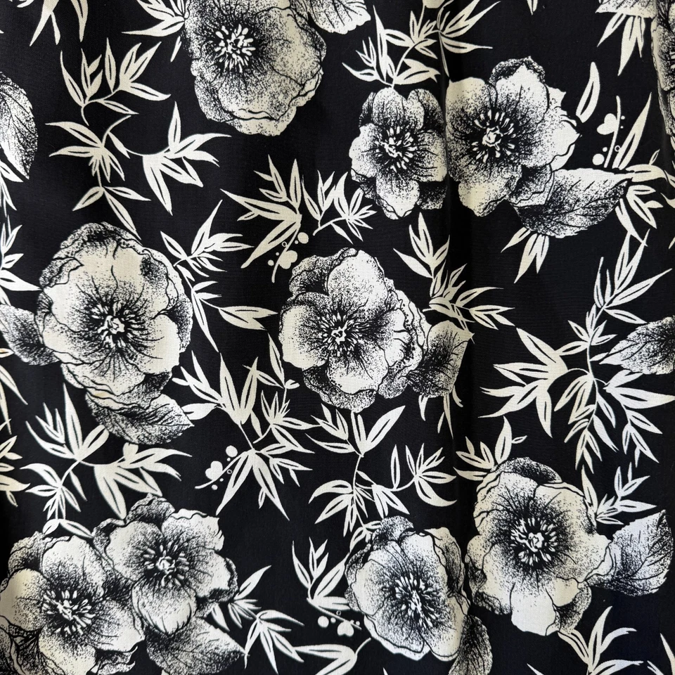 Charter Club Silk Maxi Skirt Womens Plus 18W Black White Floral - Image 2 of 4