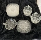 Federal Glass Columbia Teacups & Saucers , Snack Plates, & Covered Butter Dish