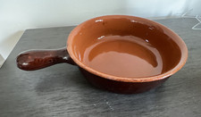 Vintage 8" VOLCANIA Italy #20 Terracotta BAKING DISH w/ Handle REDWARE Ovenware