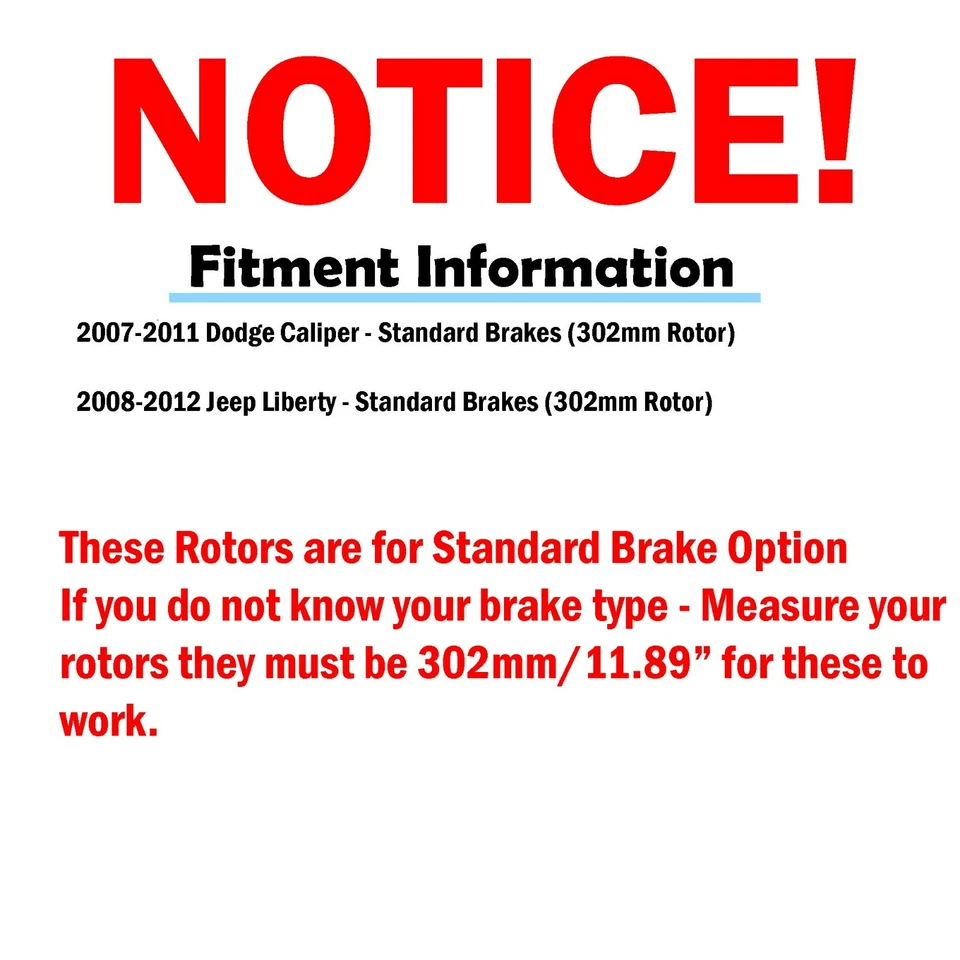 8pc 11.89" Front 12.44" Rear Rotors Brake Pads Kit for Dodge Nitro Jeep Liberty - Image 4 of 4