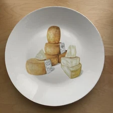 Large CB 15" Crate & Barrel Artisan Cheese Platter Appetizer Rustic Farmhouse LN