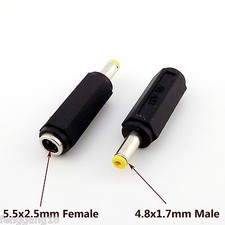 10x CCTV DC Power 5.5 x 2.5mm Female To 4.8mmx 1.7mm Male Plug Adapter Connector
