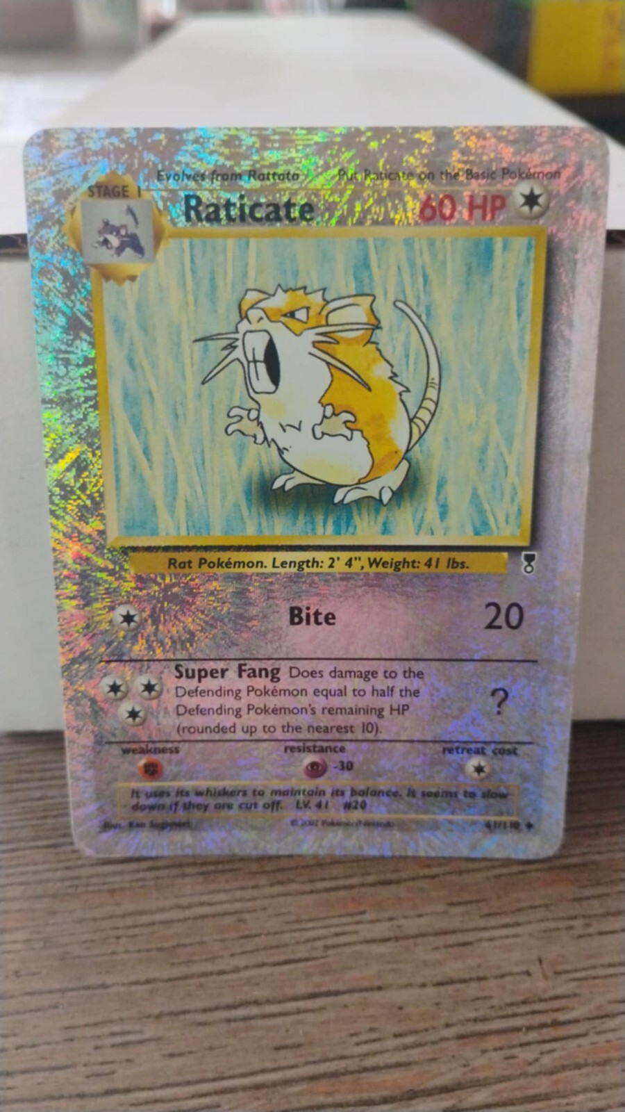 Vintage 2002 RATICATE Reverse Holo POKEMON Silver Collector Trading Card 61/110