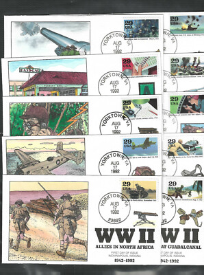 FDC Scott #2697 Set of 10 Collins Cachets Hand Painted H/P Covers WWII ...