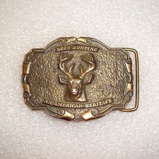 Vintage 1977 Wyoming Studios "Deer Hunting - An American Heritage" Belt Buckle