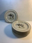 Set of 7 Homer Laughlin Speckled Brown Duck Dessert Salad Bread Plate 7 1/4”