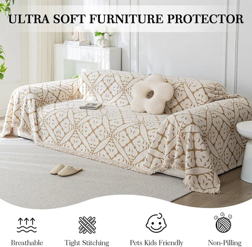 Extra breiter Sofabezug weicher Chenille Schnitt Couch Bezug Hundesofa Schoner - Bild 6 von 42