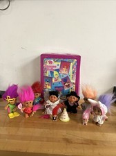 Lot of 9 Treasure Troll Dolls with Vintage Treasure Tolls Case - LOOK