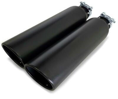 Pair of two universal angle cut coated black exhaust tips 2.5''