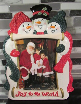 Fitz & Floyd Snowman Photo Frame 5''X7'' Joy To The World Holiday Christmas Decor
