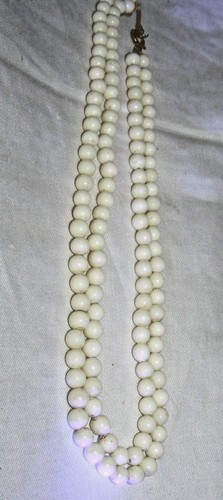 ART DECO CZECH URANIUM GLASS BEAD DOUBLE STRAND NECKLACE ROUND