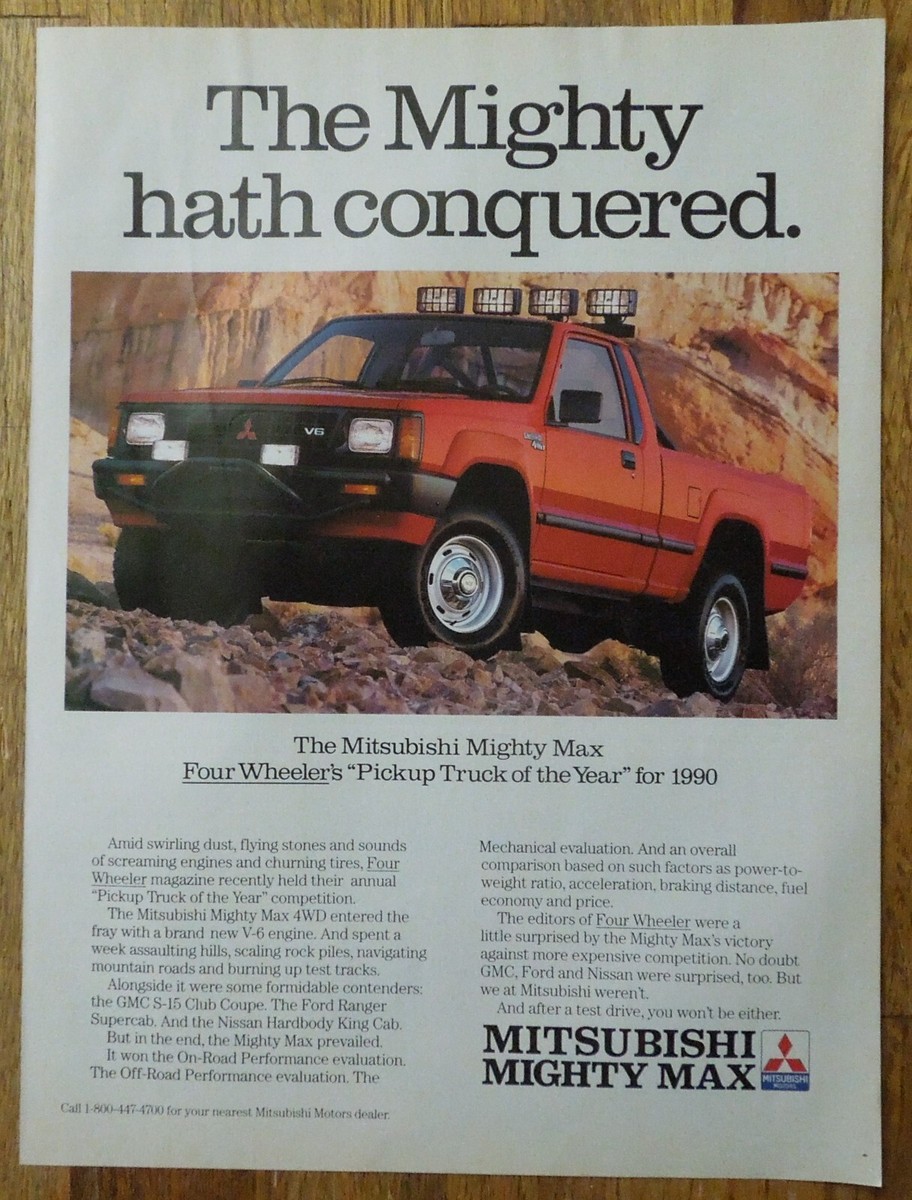 1990 MITSUBISHI Mighty Max 4WD Pickup Truck Magazine Ad | eBay