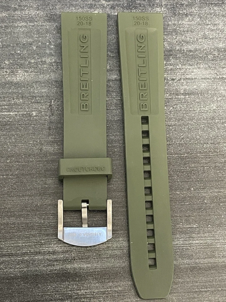 Correa de goma verde Breitling OEM 20 MM Diver Pro con hebilla Tang OEM Foto 2 de 4