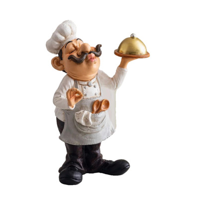 Dekofigur Skulptur Figur Koch Chefkoch Frankreich  Kunst Polyresin 23 cm