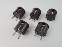 5 X Schuko Winkel-Stecker Braun Schutzkontakt Stecker Abgewinkelte Stecker Braun