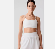 GapFit Women's Power Medium Impact Scrappy Sports Bra White Size XL 6325