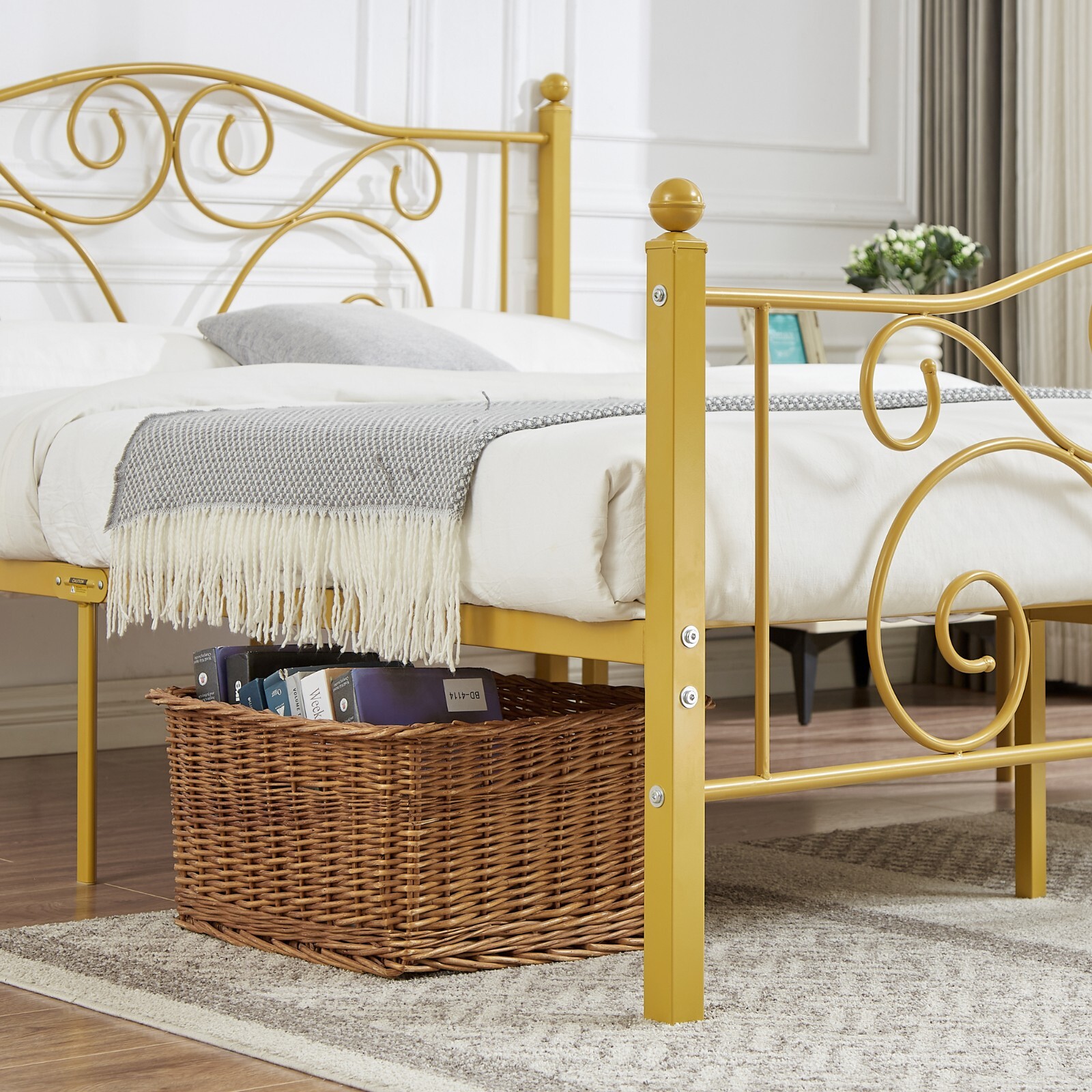 Metal Bed Frame Twin/Full/Queen Size with Headboard Under Bed Storage Steel Slat